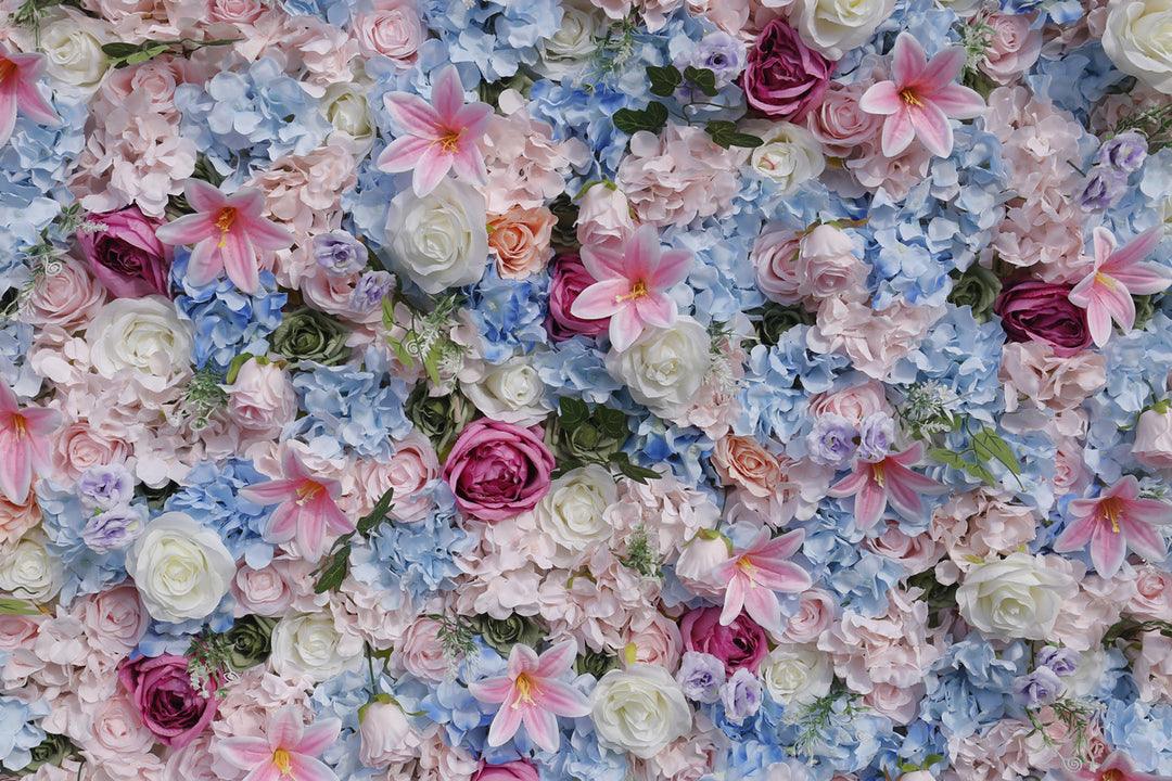 Blue White Rose Hydrangea Simulated Flower Wall Wedding Decor